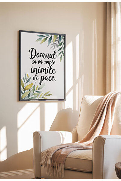 21mxm Unframed Religious Canvas Poster in Romanian - Digital Print - May the Lord Fill Your Hearts With Peace