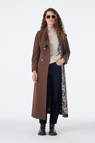 Zühre Zincir Detaylı Kahve Trençkot 13560