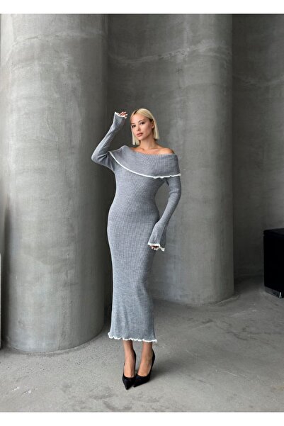 Paraf style Madonna Collar Detailed Corset Gathered Long Dress