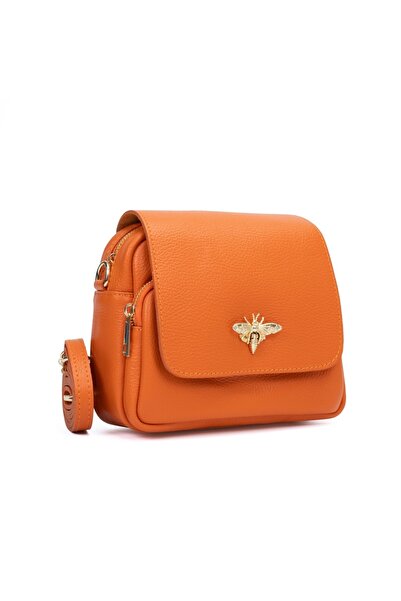 Posete Fagaras Simone Leather Purse - Orange, 2 Compartments, 2 Pockets, Adju...