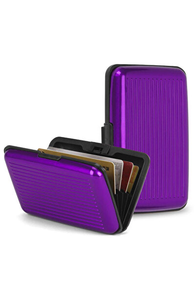 zola Stainless steel card holder, purple, 11 x 7.5 x 2 cm