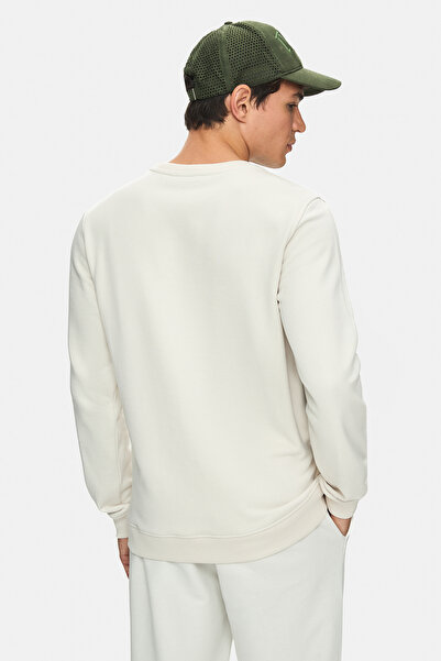 UCLA Ανδρικό φούτερ MATTY Bone Color με λαιμόκοψη και καρό κέντημα, χαλαρή εφαρμογή