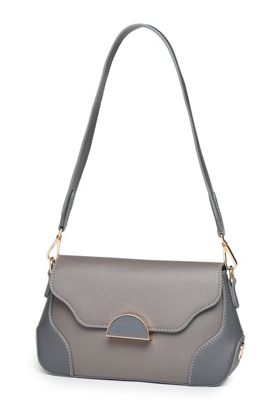 Zühre Gray Bag with Metal Buckle Detail Z0028