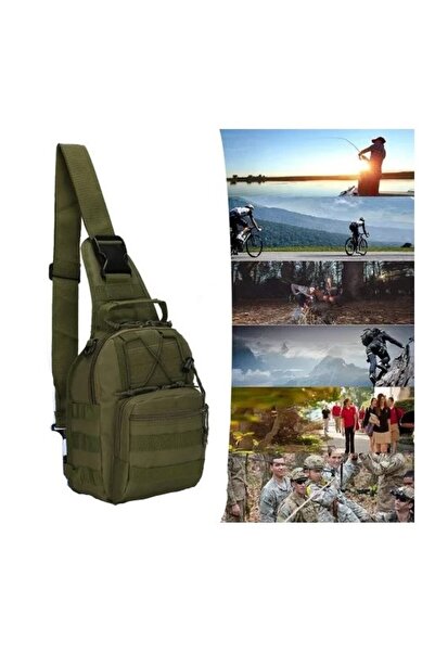 zola Geantă de umăr pentru bărbați, cu curea reglabilă, 3 buzunare cu fermoar, 48x13x18 cm, verde