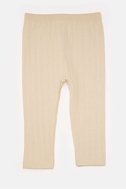 REDTAG Infant Girls Beige Cable Knit Leggings
