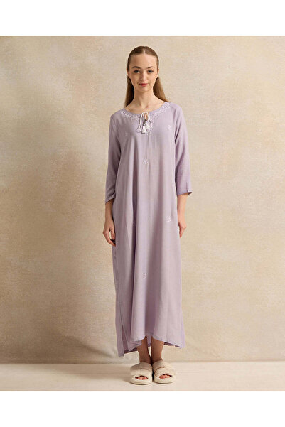 REDTAG Senior Girls Lilac Embroidered Nightgowns