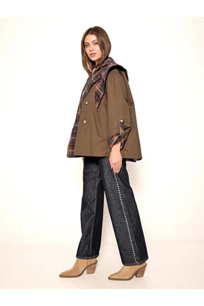 Coral Pelerinli Çift Taraflı Trençkot 36834 Haki