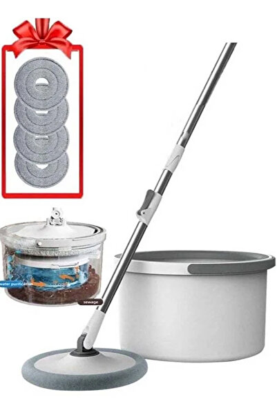 HayaBazaar Rotary Squeeze Mop with Bucket,Free Wringing Floor Clean Mop with Pads