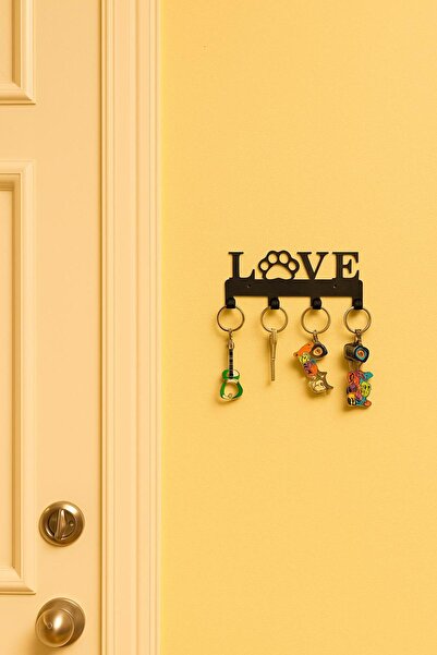 VENON Black Patili Home Metal Key Ring Hanger Modern Wall Decor with Hanger