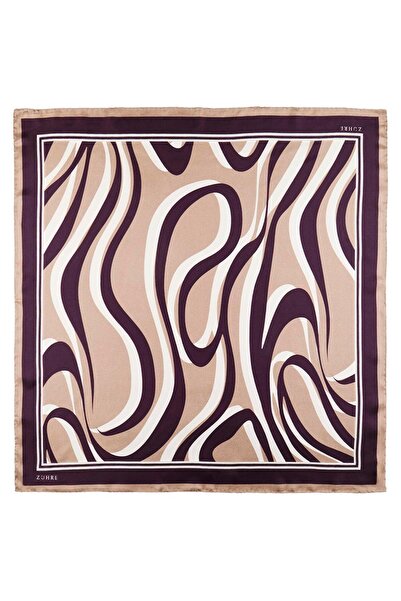 Zühre وشاح حريري/ساتان بنمط مموج V25 0092