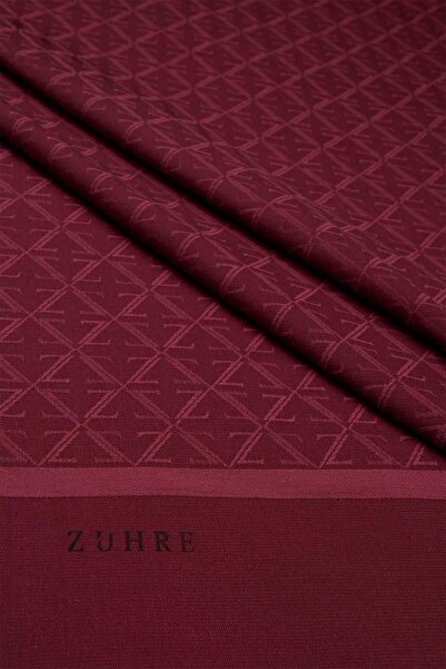 Zühre Monogram Patterned Burgundy Shawl 0053