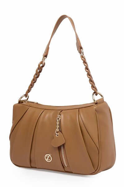 Zühre Ruched Detail Tan Bag Z0031