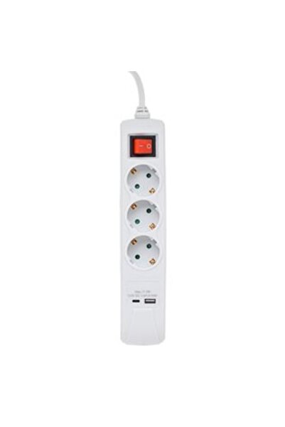 OEM White power strip with 3 sockets, USB ports and Type-C port 3680 W