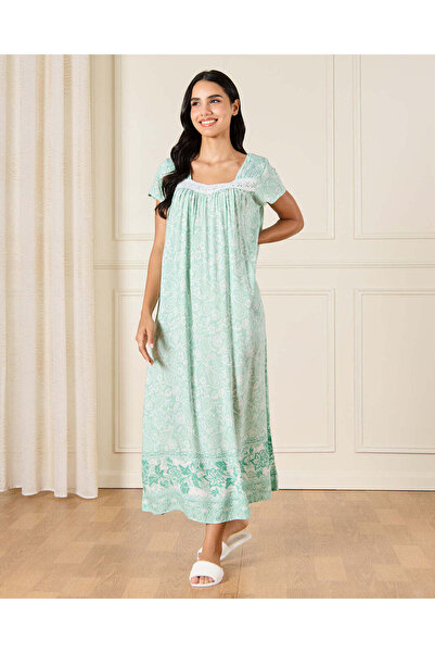 REDTAG قميص نوم نسائي أخضر مطبوع بالكامل