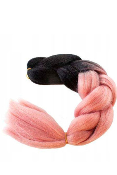 zola Synthetic hair extension for braids, ombre black-pink, 60 cm