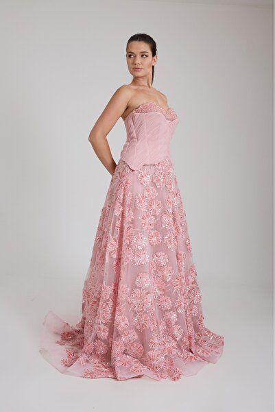 ROJBEY KADIN ABİYE ŞIK BONCUK VE TÜL DETAYLI ELBİSE