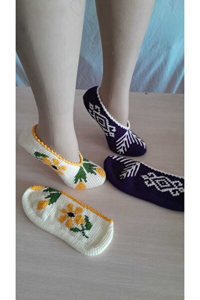 Papatyam 2 Pieces of Hand Knitted Dowry Tunisian Handmade Booties/Tunisian Handmade Booties/Handmade Booties/Knitted Booties/Tunisian/Handmade/Bundle