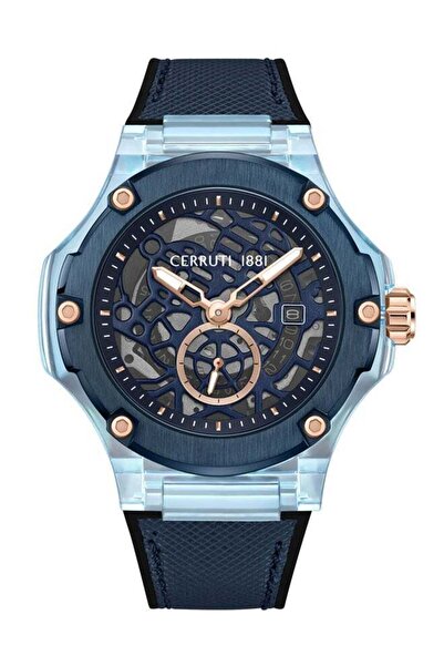 Cerruti 1881 ساعة يد رجالية من الجلد بتصميم دائري تناظري CIWGN0022904 - 52 ملم
