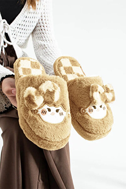 morscho Дамски папийонка и карирани зимни плюшени пантофи