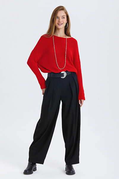 Clandestino Striped Balloon Shape Fabric Pants Black