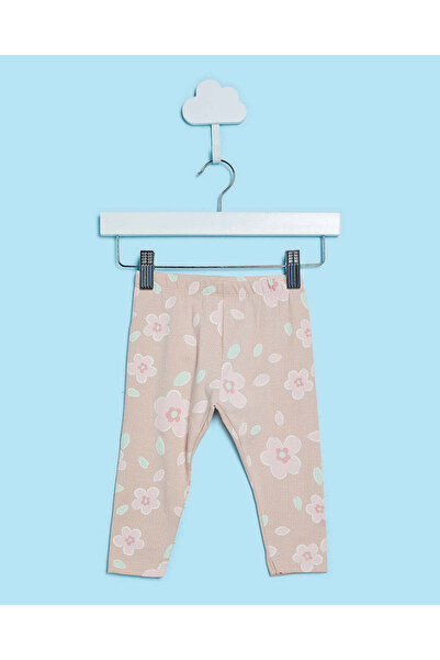 REDTAG Infant Girls Beige All Over Print Leggings