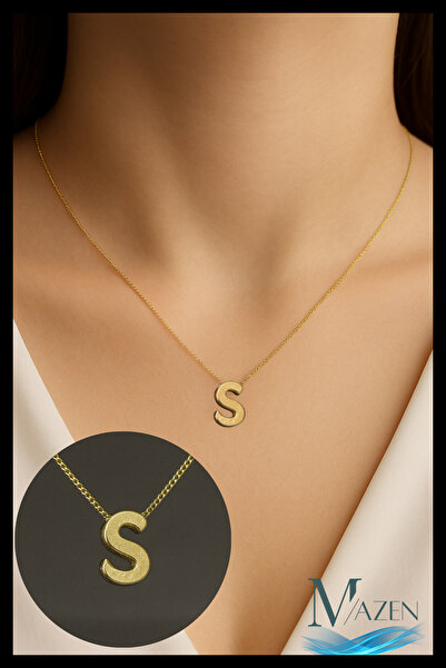 MAZEN قلادة على شكل حرف ذهبي اللون من بيجوتيري |   تصميم بسيط |   إكسسوار مجو...