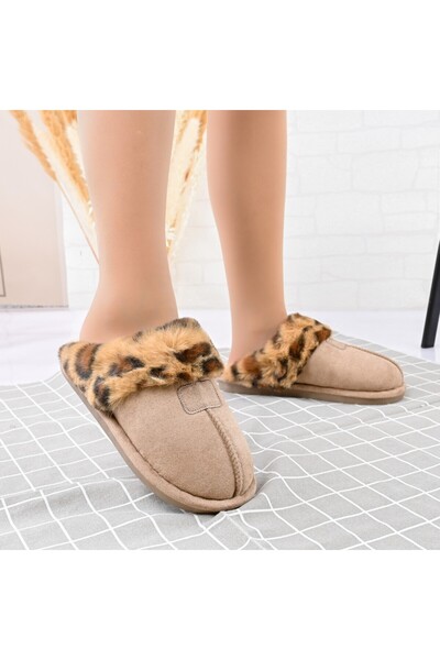 Tmall Women's Slippers,Made of -Suede Leather,With Furry,TM1PD1054,Khaki