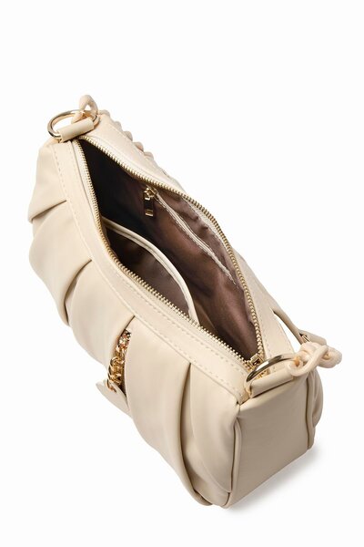Zühre Ruched Detail Beige Bag Z0031