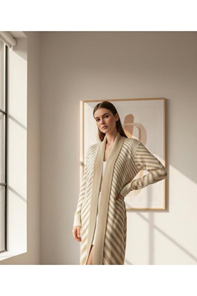 AYMİSS كارديجان طويل من التريكو اللامع العصري