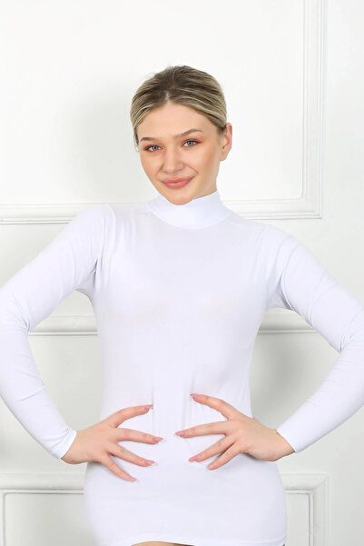 alfa expres Clothing Long Sleeve Turtleneck Bodysuit White