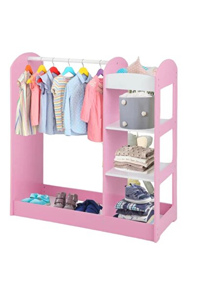 GINGER HOME Stand pentru imbracaminte copii Mirror Pink cu 4 polite,bara pent...