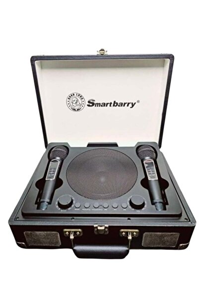 Smartberry SmartBarry Portable Karaoke Bluetooth Speaker - Suitcase Design, 2 Microphones, Black