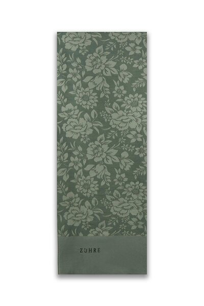 Zühre Floral Patterned Floş Khaki Shawl 0025