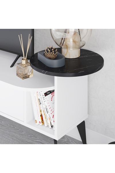 Mourah Home Mourah Ada Tv Stand Up To 60 Inches - White/Black Marble