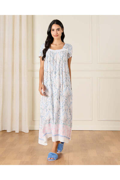 REDTAG قميص نوم نسائي أبيض مطبوع بالكامل