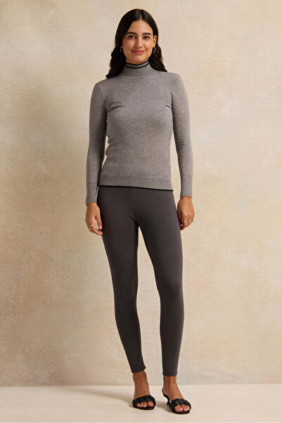 REDTAG Women Charcoal Solid Legging