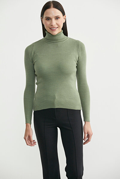 Sementa Full Fisherman Rib Basic Knit Sweater - Sage Green
