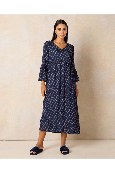 REDTAG Women Navy Printed Nightgown