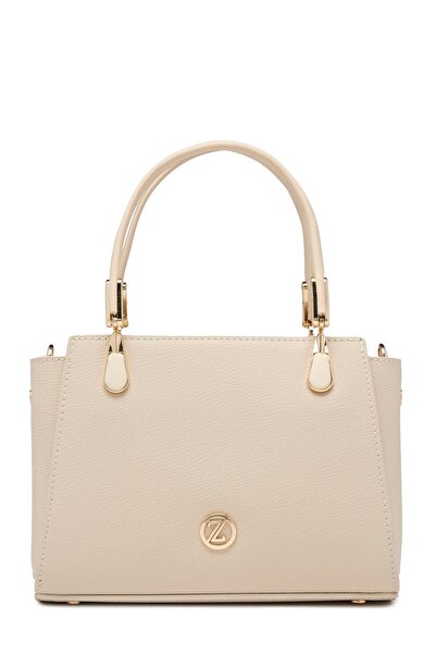 Zühre Textured Zipper Closure Beige Hand and Shoulder Bag Z0047