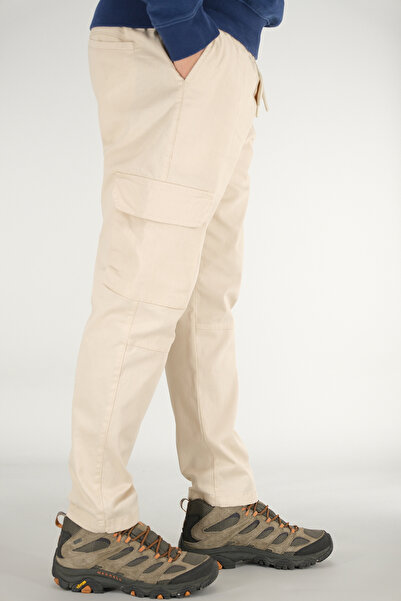 Souris Ανδρικό παντελόνι Cargo σε μπεζ χρώμα, άνετο κομμένο βαμβακερό ελαστικό στη μέση