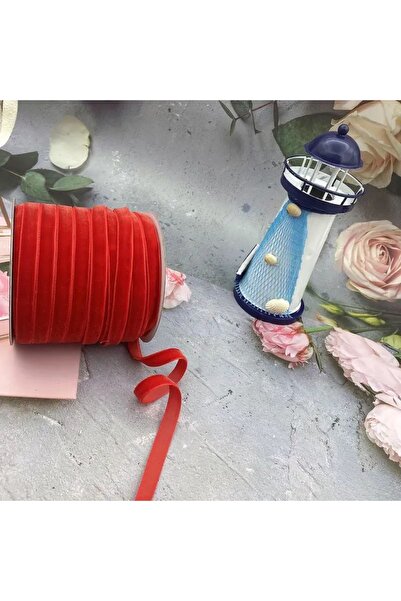 e tuhafiye 3 Metre Kırmızı- Dokulu Kadife Şerit Kurdele-Noel-Yılbaşı Süsleme ...
