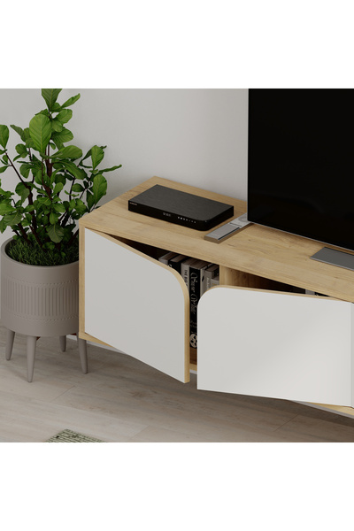 Mourah Home Mourah Spark Tv Stand Up To 70 Inches - Oak/White