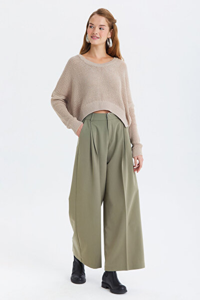 Clandestino Casual Wide-Leg Fabric Pants Çağla