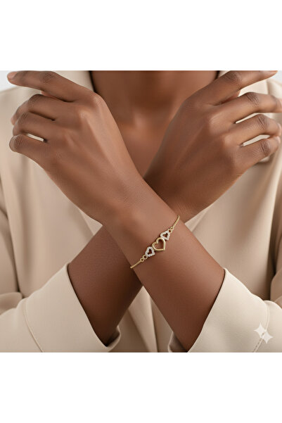 Feron accessories سوار نسائي أنيق ذو لون ذهبي مع حجر على شكل قلب CRM106