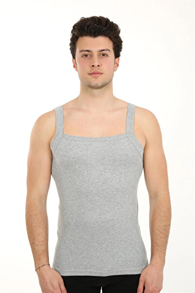 alfa expres Clothing Men's Thick Strap Stretch Fabric Undershirt Gray