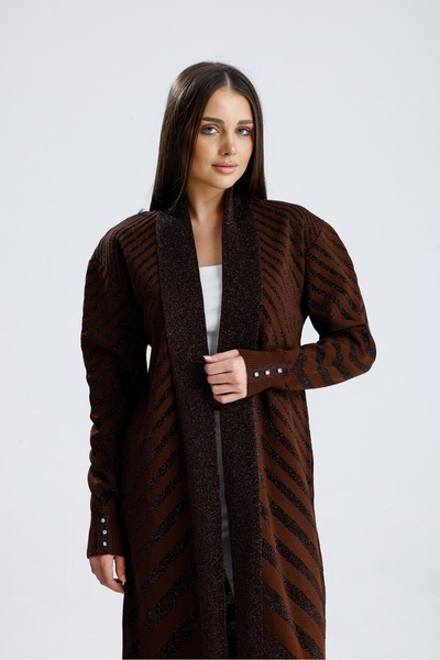 AYMİSS MODA SİMLİ UZUN TRİKO HIRKA