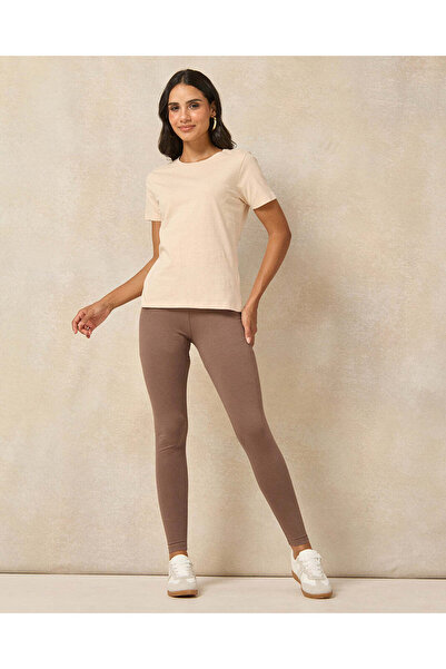 REDTAG Women Taupe Long Length Leggings