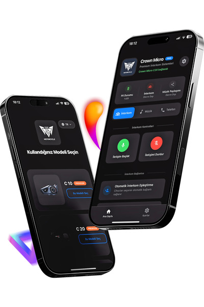 Crown Micro C10 Motosiklet Kask Kulaklık Intercom Uygulama Destekli Motosiklet interkom