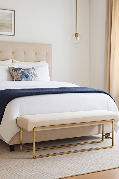 burfez MANİLA Gold Puf Bench Bank