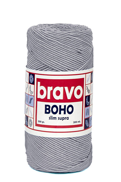 Bravo Boho - Slim Supra 062 Gri deschis - 200 Gr 200 Mt Snur ceară Supla İpi